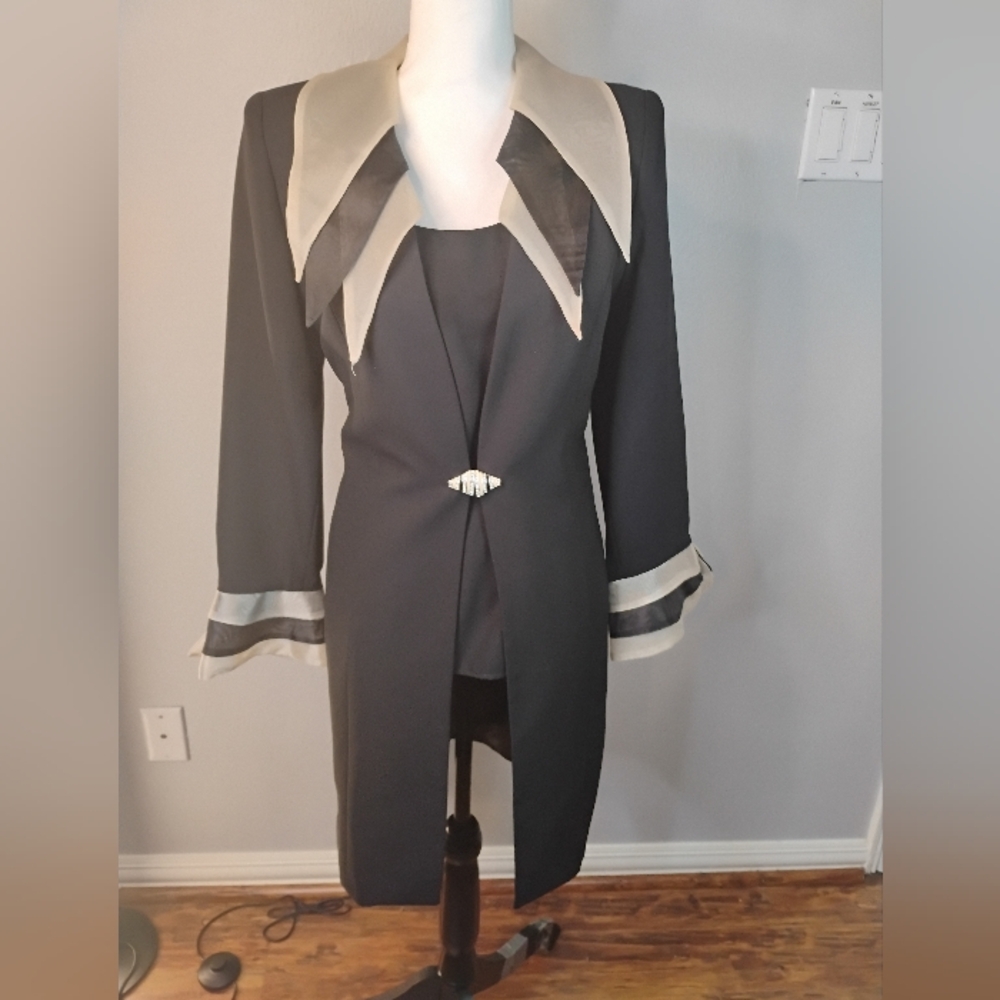 Elegant Black and Cream Women's Coat